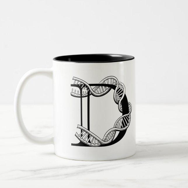 D ist für DNA (Tasse) Zweifarbige Tasse (Links)