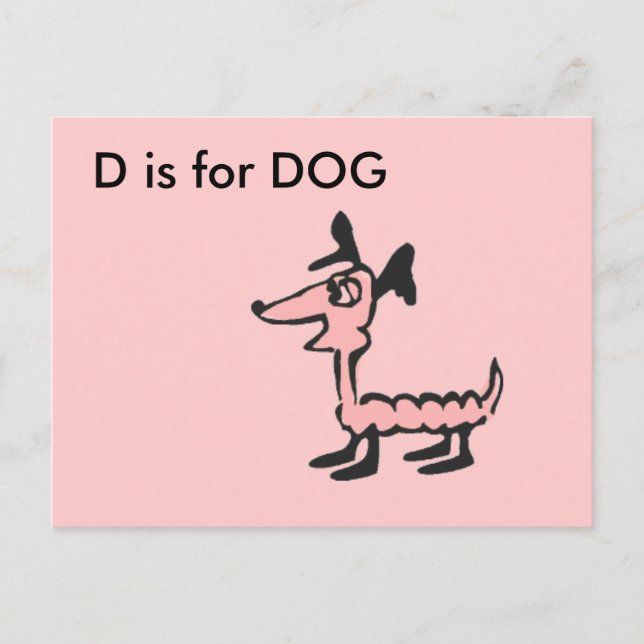 "D" ist für Dog Alphabet Flashcard Postkarte (Vorderseite)