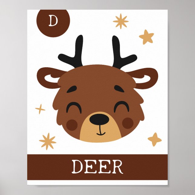 D ist für Hirsche, Kinderzimmer, Schlafzimmer, Kin Poster (Vorne)