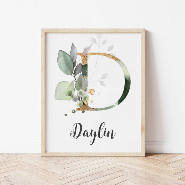 D Letter Monogram Greenerity Kinderzimmer Name Wal Poster (Von Creator hochgeladen)