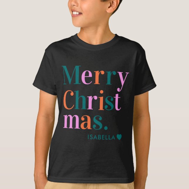D Modern Colorful Merry Christmas  T-Shirt (Vorderseite)