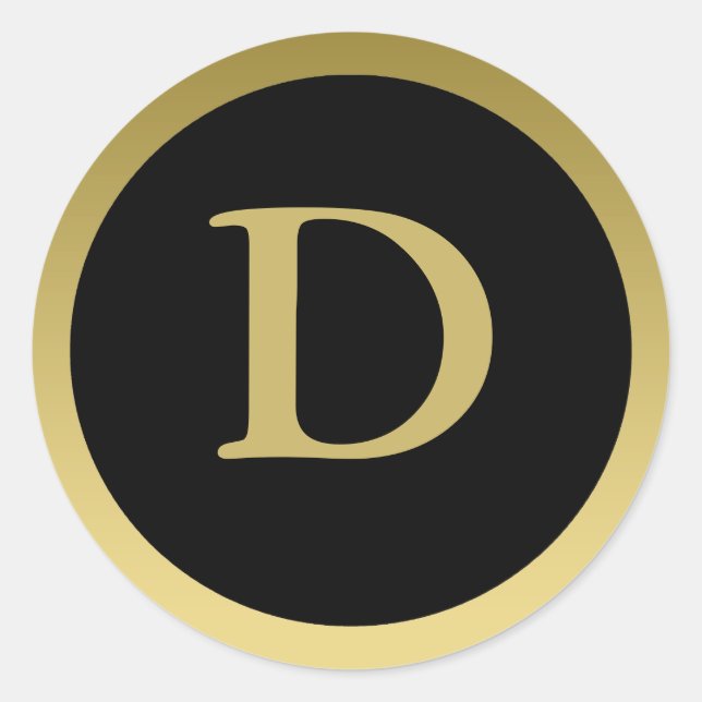 D :: Monogram D Elegant Gold et Black Sticker (Devant)