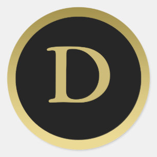 D: Monogram D Elegant Gold und Black Sticker