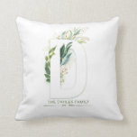 D Monogram Elegant Gold Green Familienname Kissen<br><div class="desc">Gold Glitzer grünes, elegantes Monogramm-Kissen für Ihr Gewächshaus, Wohnzimmer oder als besonderes Party-Akzent</div>