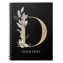 D Monogram Floral Personalisiertes Notebook Notizblock