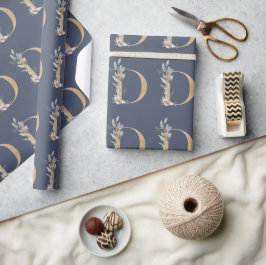 D Monogram Floral Wrapping Paper Geschenkpapier