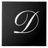 D Monogram, Initial White on Black