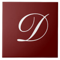 D Monogram Initial White on Maroon