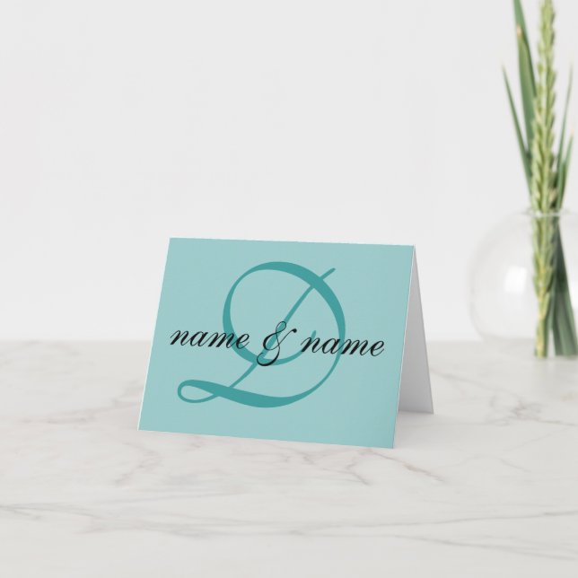 "D" monogram note card - personalize first names (Vorderseite)