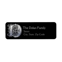 D Monogram "Silver Lace" Design Address Lables