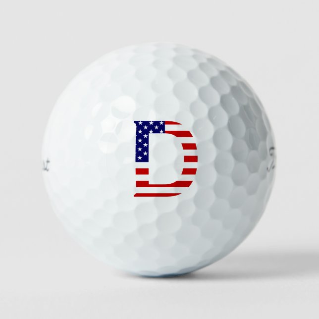 D Monogram überlagert auf US-Flagge tpv1 gbcnt Golfball (Vorderseite)
