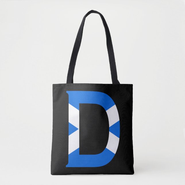 D Monogram überlagert sich auf schottischer Flagge Tasche (Vorderseite)