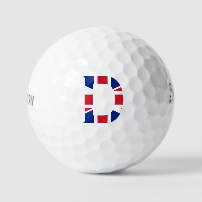D Monogram überlagert sich auf Unijack Flag ssf gb Golfball (Vorderseite)