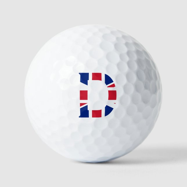 D Monogram überlagert sich auf Union Jack Flag va  Golfball (Vorderseite)