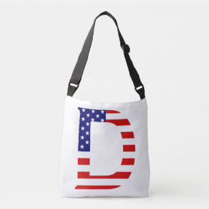 D Monogram überlagert sich auf US Flag cbcnt Tragetaschen Mit Langen Trägern