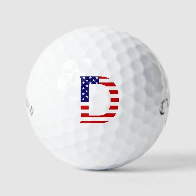 D Monogram überlagert sich auf US Flag css gbt Golfball (Vorderseite)