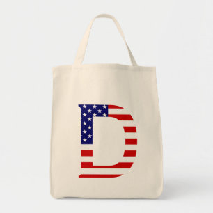 D Monogram überlagert sich auf US Flag Gtcnt Tragetasche