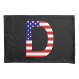 D Monogram überlagert sich auf US Flag Pccn Kissenbezug