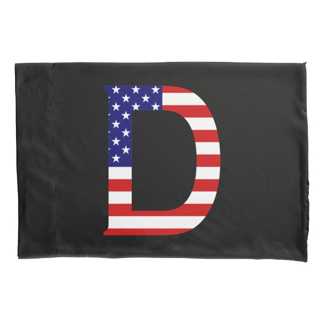 D Monogram überlagert sich auf US Flag Pccn Kissenbezug (Vorderseite)