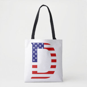 D Monogram überlagert sich auf US-Flaggenstempel Tasche