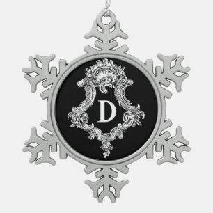 D Monogramm Erstverzierung Schneeflocken Zinn-Ornament