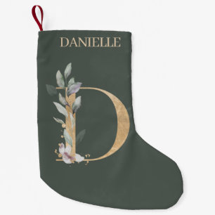 D Monogramm Floral Personalisiert Kleiner Weihnachtsstrumpf