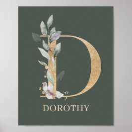 D Monogramm Floral Personalisiert Poster