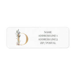 D Monogramm Floral Personalisiertes Etikett