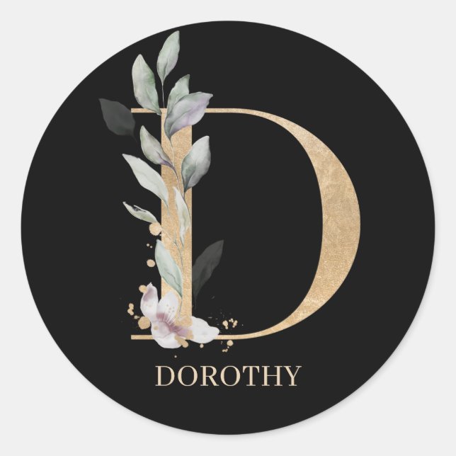 D Monogramm Personalisierter, klassischer, blutför Runder Aufkleber (Vorderseite)