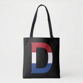 D Monogramm überlagert auf der NLD-Flagge auf bk s Tasche