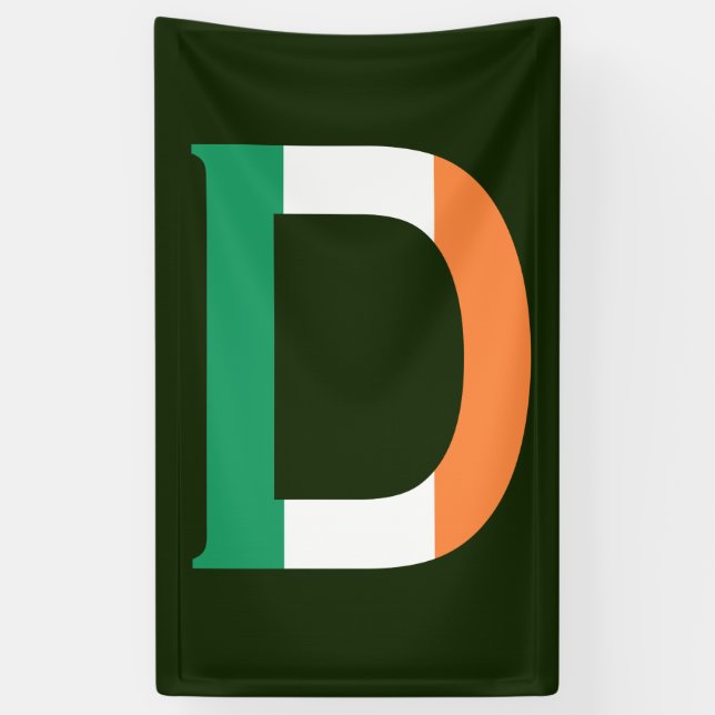 D Monogramm überlagert auf irischer Flagge (v) Banner (Vertikal)