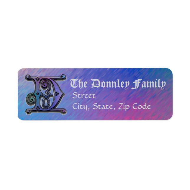 D Monogramme "Bleu du Vieux Monde" Étiquettes de a (Devant)
