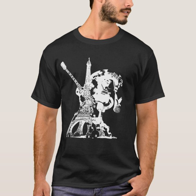 D-Schwarz-Eiffel T-Shirt (Vorderseite)