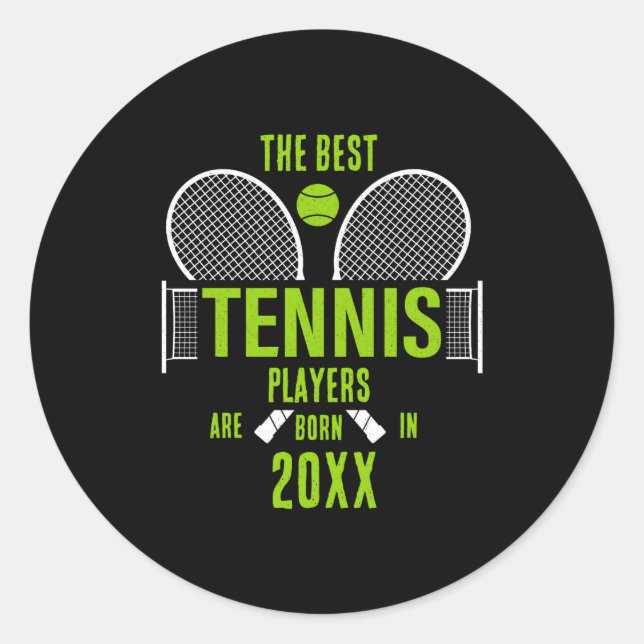 D Tennis Birth Year Name Birthday  Runder Aufkleber (Vorderseite)