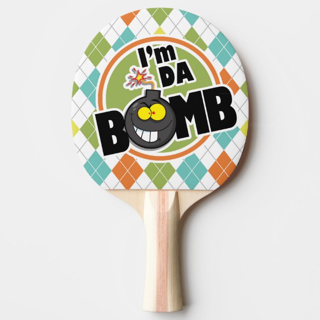 Da Bomb! Farbenfrohe Raute Muster Tischtennis Schläger (Vorderseite)
