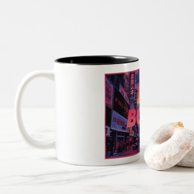 DA BOMB Vaporwave Tasse - Retro Neonästhesie Cup (Mit Donut)
