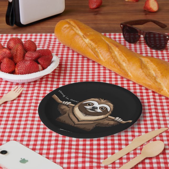 "Da hängen": Sloths ermutigende Worte Pappteller (Picknick)
