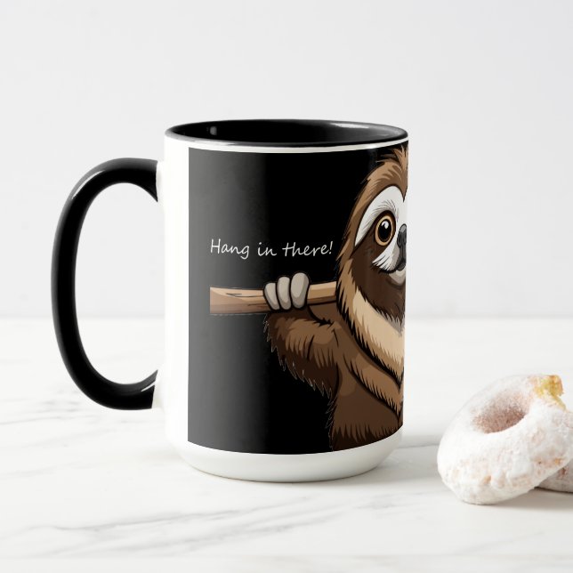 "Da hängen": Sloths ermutigende Worte Tasse (Mit Donut)