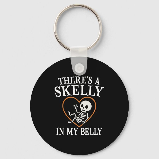 Da ist eine Skelly in meinem Bauch Halloween-Schwa Schlüsselanhänger (Vorderseite)
