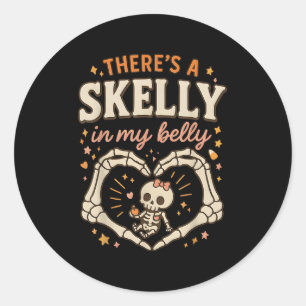 Da ist Skelly in meinem Bauch schwanges, sonniges Runder Aufkleber