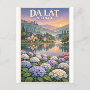 Da Lat Stadt, Vietnam, in klassischem Retro-Stil Postkarte