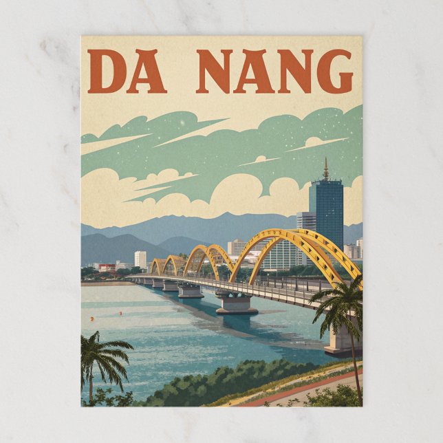 Da Nang Dragon Bridge in Stylized Art Postkarte (Von Creator hochgeladen)