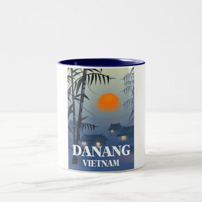 Da Nang Vietnam Travel Poster Zweifarbige Tasse (Mittel)