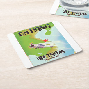 Da Nang Vietnam Vintage Reiseplakat Rechteckiger Pappuntersetzer