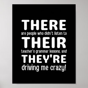 Da sind sie der englische Grammer Funny Teacher Poster