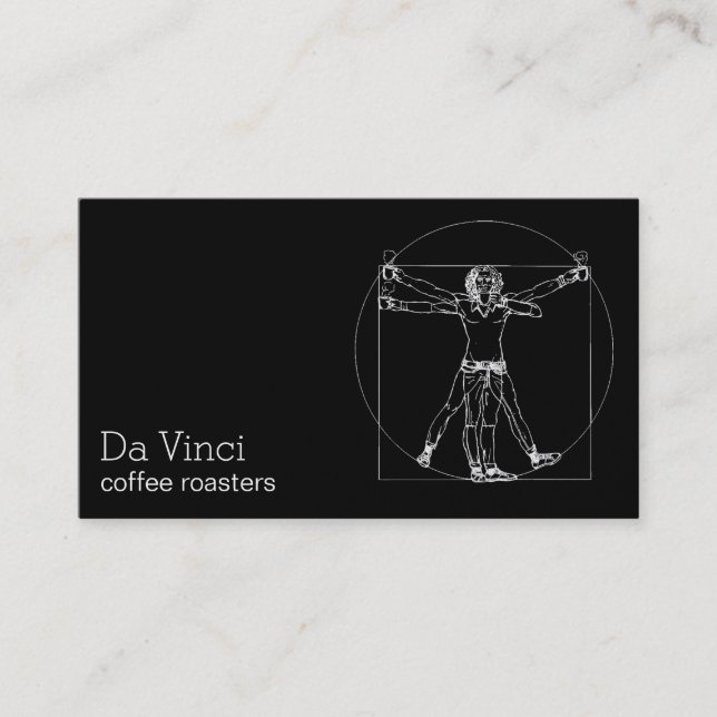 Da Vinci coffee roasters minimal vitruvian man Visitenkarte (Vorderseite)