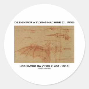 Da Vinci-Entwurf für eine Flugmaschine Runder Aufkleber