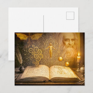 Da Vinci-Erfindungen aus einem alten Skizzenbuch Feiertagspostkarte