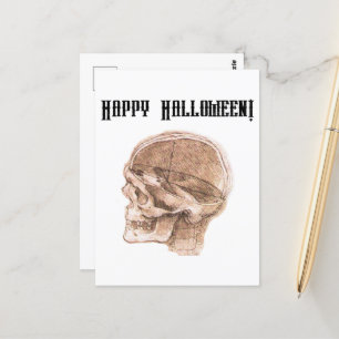 Da Vinci Halloween Science Anatomie Skull Print Postkarte