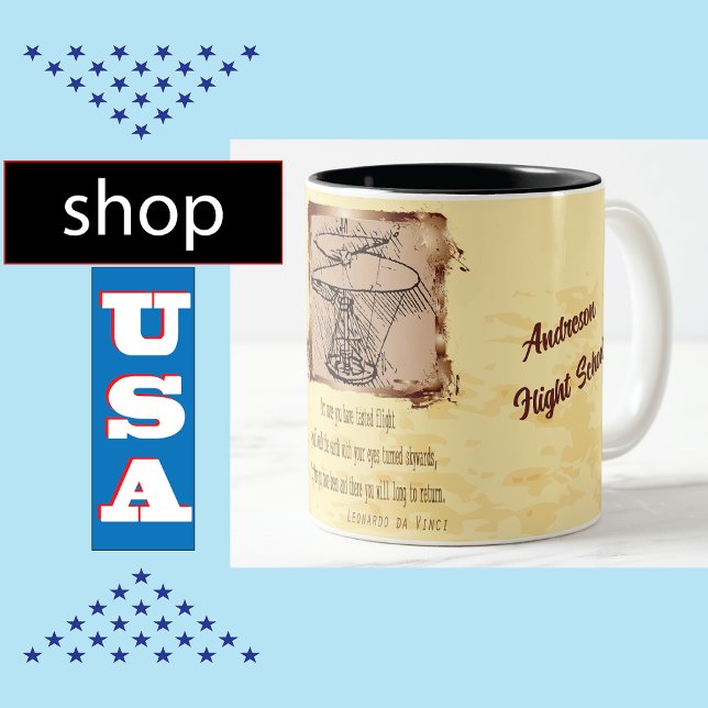 Da Vinci Helicopter Gedicht 🚁 Budget Special Zweifarbige Tasse (Von Creator hochgeladen)